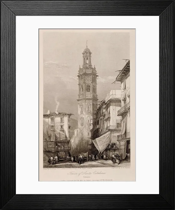 Framed Print : Valencia. Tower of Santa Catalina, 19th c.. Drawing by David Roberts. Engraving. SPAIN. Madrid. National Library. AISA / Everett Collection**US SALES ONLY** Framed Print : Valencia. Tower of Santa Catalina, 19th c.. Drawing by David Roberts. Engraving. SPAIN. Madrid. National Library. AISA / Everett Collection**US SALES ONLY**