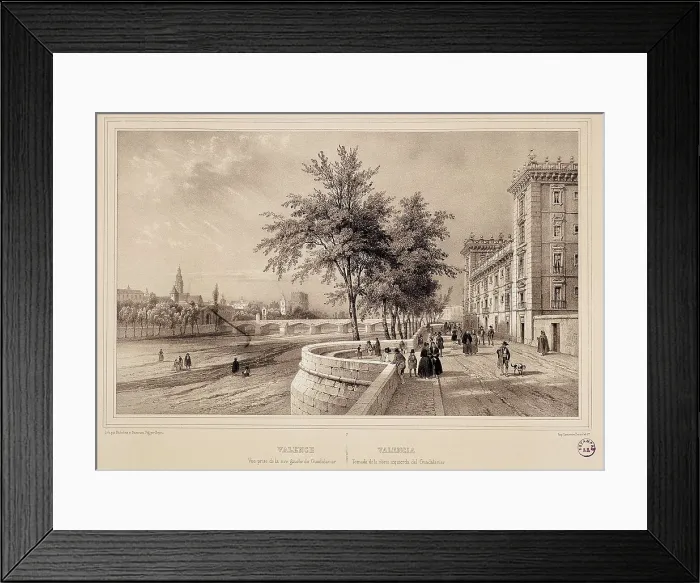 Framed Print : Valencia. Bank of Turia river. 19th c. Drawing by A. Bayot. Engraving. SPAIN. Madrid. National Library. AISA / Everett Collection**US SALES ONLY**