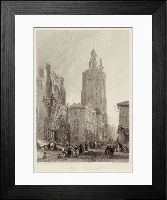 Framed Print : Valencia. Cathedral Squarel, 19th c. Drawing by David Roberts. Engraving. SPAIN. Madrid. National Library. AISA / Everett Collection**US SALES ONLY** Framed Print : Valencia. Cathedral Squarel, 19th c. Drawing by David Roberts. Engraving. SPAIN. Madrid. National Library. AISA / Everett Collection**US SALES ONLY**