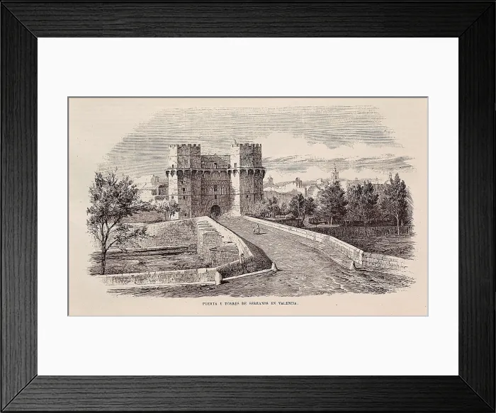 Framed Print : Valencia. Tower of Serrans in 1858. Engraving. SPAIN. Madrid. National Library. AISA / Everett Collection**US SALES ONLY**