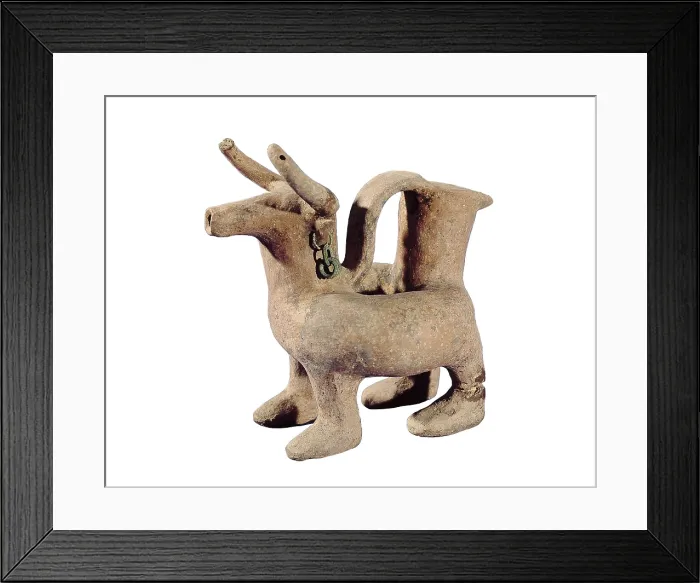 Framed Print : Bovine head-shaped askos (8th c. BC). Bottle for ointments. Iron Age. Villanova Culture. Terra-cotta. ITALY. Bologna. Civic Archaeological Museum. Proc: ITALY. Castenaso Framed Print : Bovine head-shaped askos (8th c. BC). Bottle for ointments. Iron Age. Villanova Culture. Terra-cotta. ITALY. Bologna. Civic Archaeological Museum. Proc: ITALY. Castenaso