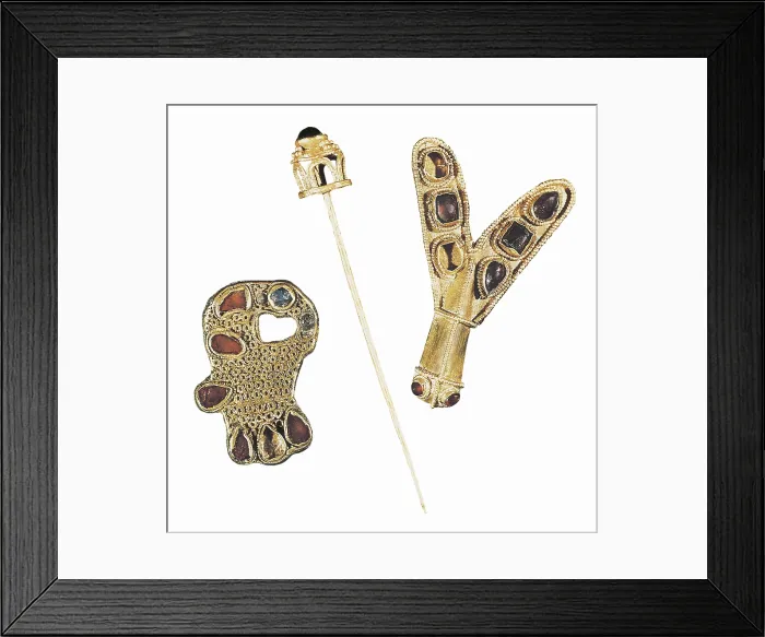 Framed Print : Brooches from the 7th c. Merovingian art. Jewelry. ITALY. Florence. Bargello National Museum. AISA / Everett Collection**US SALES ONLY**