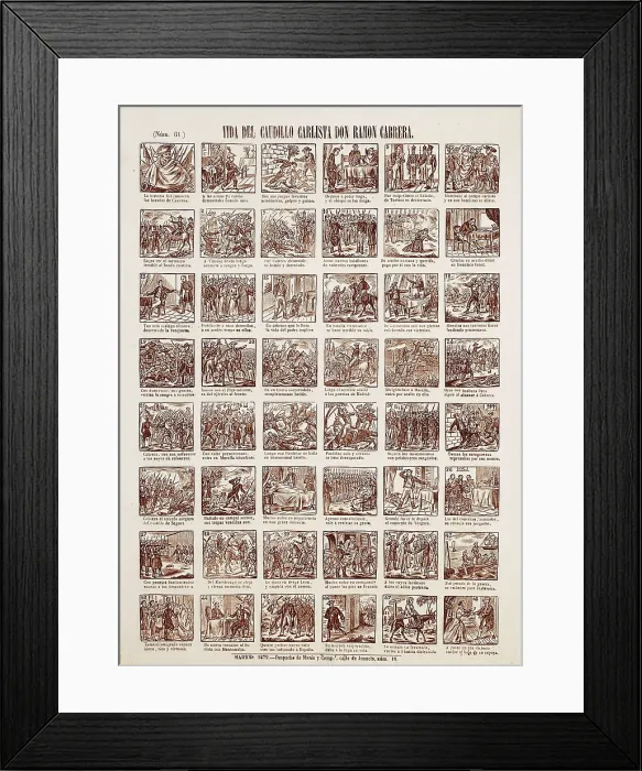Framed Print : Spain. Carlist Wars. 'Life of Carlist Leader don Ramn Cabrera', legend about Cabrera's career edited in Madrid (1872). SPAIN. Madrid. National Library Framed Print : Spain. Carlist Wars. 'Life of Carlist Leader don Ramn Cabrera', legend about Cabrera's career edited in Madrid (1872). SPAIN. Madrid. National Library