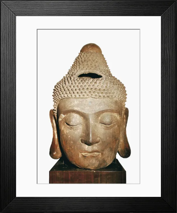 Framed Print : Head of Buddha. 970-1279. Iron figure. Chinese art. Song period. Sculpture. UNITED STATES OF AMERICA. New York City. Metropolitan Museum of Art