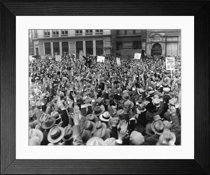 Framed Print : Protest strike advocated at Sacco and Vanzetti meeting at Union Square, NYC. Ca. April 19, 1927