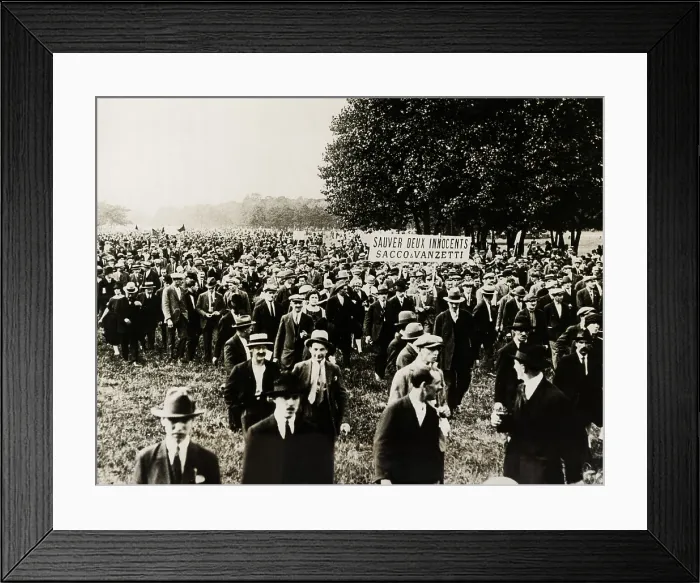 Framed Print : Paris sympathizers of Sacco and Vanzetti demonstrate