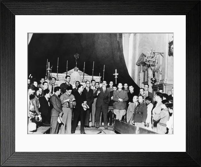 Framed Print : President Lazaro Cardenas at riot scene where 14 were killed and 15 badly injured. April 4, 1936 Framed Print : President Lazaro Cardenas at riot scene where 14 were killed and 15 badly injured. April 4, 1936