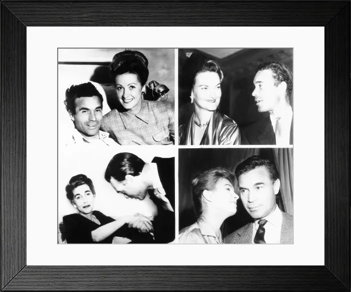 Framed Print : Porfirio Rubirosa with his four of his five wives. Top left: with actress Danielle Darrieux in 1944. Top right: with tobacco heiress Doris Duke in 1944 Framed Print : Porfirio Rubirosa with his four of his five wives. Top left: with actress Danielle Darrieux in 1944. Top right: with tobacco heiress Doris Duke in 1944