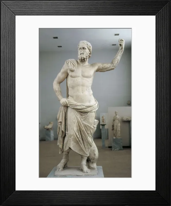 Framed Print : Poseidon of Milos. 2nd c. BC. Hellenistic art. Sculpture on marble. GREECE. Athens. National Museum of Archaeology. Proc: GREECE. CYCLADES. Milo Island
