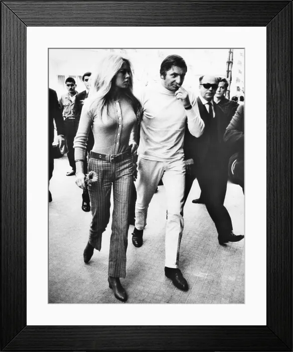 Framed Print : Brigitte Bardot, in Beirut, Lebanon, with her 3rd husband, German industrialist, Gunther Sache. March 29, 1967 Framed Print : Brigitte Bardot, in Beirut, Lebanon, with her 3rd husband, German industrialist, Gunther Sache. March 29, 1967