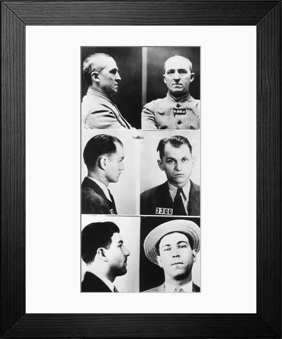 Framed Print : Three of gangsters hunted by Federal agents, Dec. 16, 1933