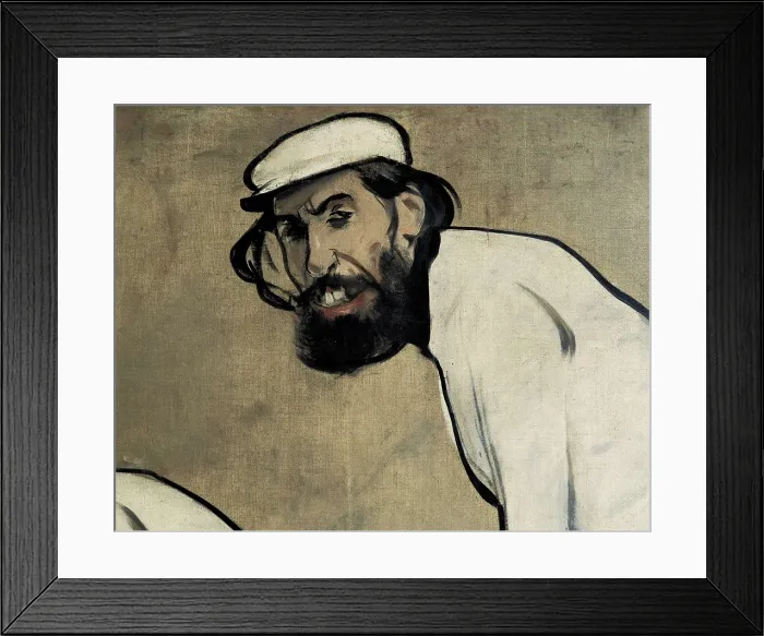 Framed Print : CASAS i CARBO, Ramn (1866-1932). Ramon Casas and Pere Romeu on a Tandem. 1897. Detail of Pere Romeu. Modernism. Oil on canvas. SPAIN. Barcelona. National Art Museum of Catalonia