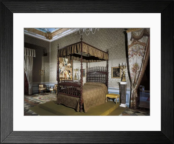 Framed Print : SPAIN. Segovia. Royal Palace of La Granja de San Ildefonso (St. Ildefonse's Farm). Brbara de Braganza's bedroom. Baroque art. Architecture; Furniture