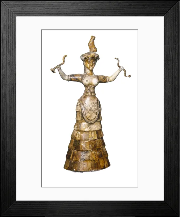 Framed Print : Snake Goddess or Household Goddess. ca. 1600 BC. Faence. Ceramics. GREECE. Knossos. Archaeological Museum. Proc: GREECE. Knossos. Knossos Palace Framed Print : Snake Goddess or Household Goddess. ca. 1600 BC. Faence. Ceramics. GREECE. Knossos. Archaeological Museum. Proc: GREECE. Knossos. Knossos Palace