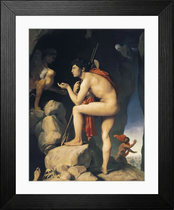 Framed Print : INGRES, Jean-Auguste-Dominique (1780-1867). Oedipus and Sphinx (Edipe explique l'nigme du sphinx). 1808. Classicism. Oil on canvas. FRANCE. Paris. Louvre Museum