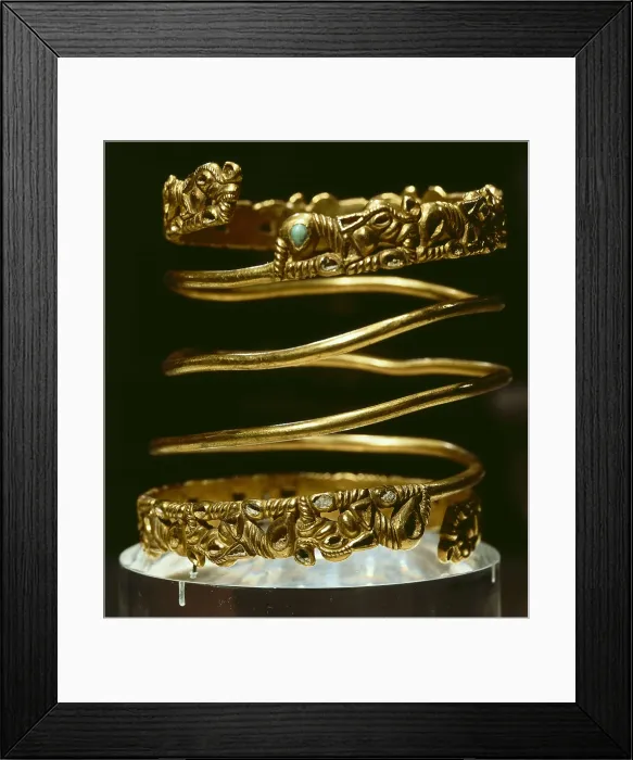 Framed Print : Bracelet. 2nd c. BC. Gold and turquoises. From the Sarmatian tribes. Scythian Art. Jewelry. RUSSIA. Saint Petersburg. State Hermitage Museum Framed Print : Bracelet. 2nd c. BC. Gold and turquoises. From the Sarmatian tribes. Scythian Art. Jewelry. RUSSIA. Saint Petersburg. State Hermitage Museum