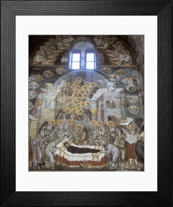 Framed Print : Church of Saint Panteleimon. 1295. MACEDONIA. Ohrid. Frescos depicting the Death of the Virgin. Late Byzantine art. AISA / Everett Collection**US SALES ONLY**