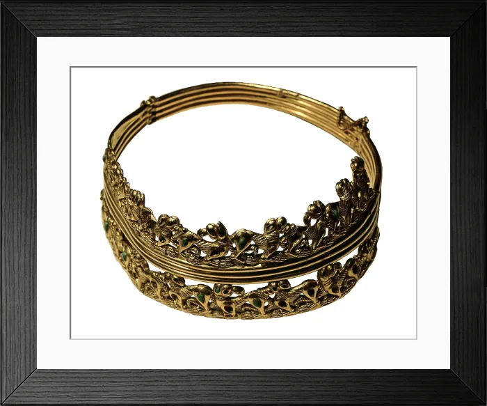 Framed Print : Gold and Turquoise Necklace. 1st c. Sarmatian culture. Scythian Art. Jewelry. RUSSIA. Saint Petersburg. State Hermitage Museum. Proc: RUSSIA. STAVROPOL'SKIY KRAY