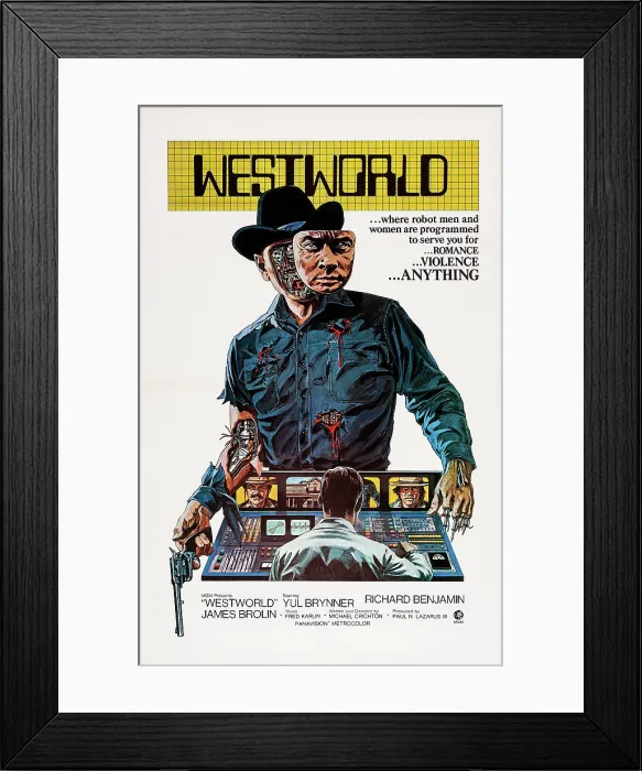 Framed Print : WESTWORLD, US poster art, Yul Brynner, 1973