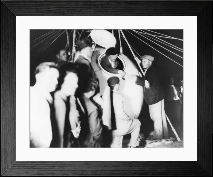 Framed Print : Auguste Piccard inside the nacelle that carried him into the stratosphere on August 18, 1932