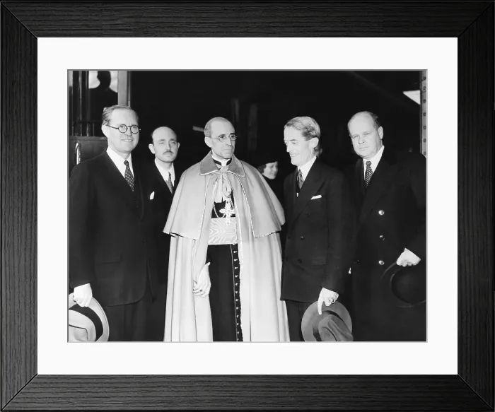 Framed Print : Cardinal Eugenio Pacelli after a lunch with President Franklin Roosevelt at Hyde Park, N.Y. Nov. 5, 1936. The future Pope Pius XII was then Secretary of State of the Vatican