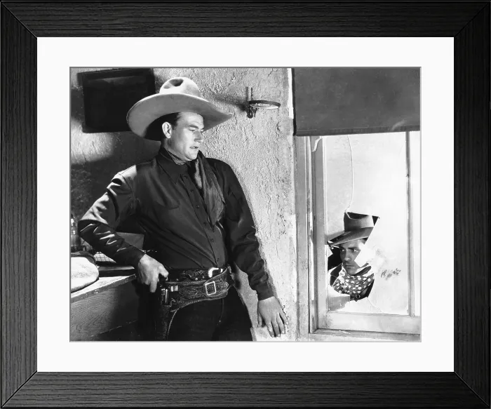 Framed Print : THE DAWN RIDER, from left, John Wayne, Dennis Moore, 1935