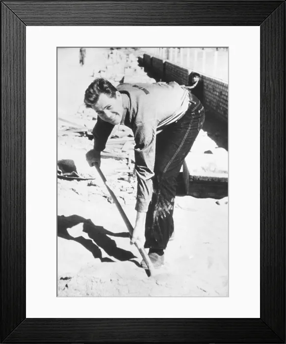 Framed Print : Actor John Agar serving his 150 day sentence for drunken driving. He was released early from the Wayside Honor Ranch of the Los Angeles Prison System on Oct. 26, 1951