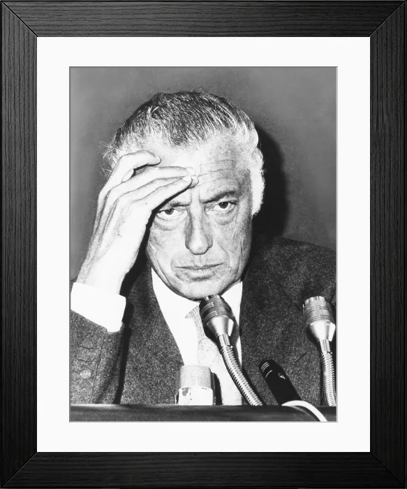 Framed Print : Giovanni Agnelli, President of the Fiat Auto Company, at a Rome press conference, Oct. 14, 1975