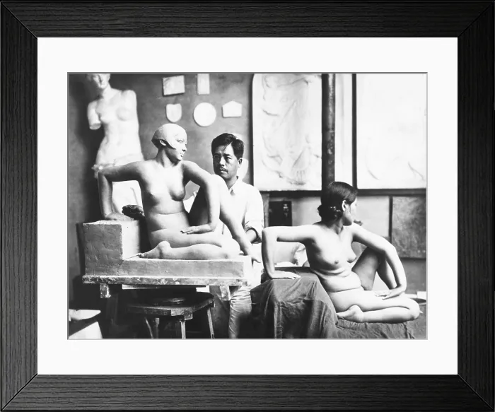 Framed Print : Jitsuzo Hinako, Japanese sculptor, at work on nude statue, Sept. 5, 1932. He studied with sculptor Fumio Asakura at the Tokyo University of Art. (CSU_2015_9_858)