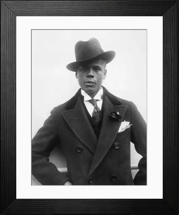Framed Print : Aviator Hubert Fauntleroy Julian returning from Ethiopia on the SS Ile-de-France, Nov. 1930