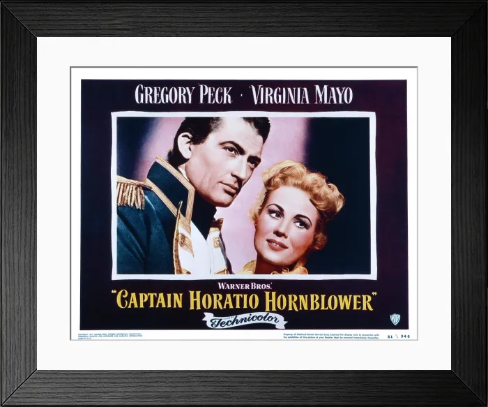 Framed Print : CAPTAIN HORATIO HORNBLOWER, US lobbycard, from left: Gregory Peck, Virginia Mayo, 1951
