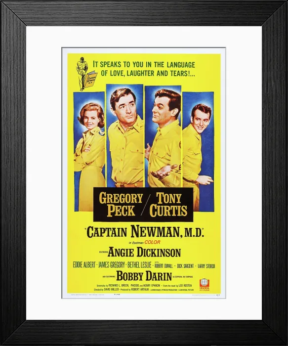 Framed Print : CAPTAIN NEWMAN, US poster art, M.D. from left: Angie Dickinson, Gregory Peck, Tony Curtis, Bobby Darin, 1963 Framed Print : CAPTAIN NEWMAN, US poster art, M.D. from left: Angie Dickinson, Gregory Peck, Tony Curtis, Bobby Darin, 1963