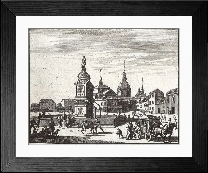 Framed Print : Square and Barley Fountain in Madrid. Picture for the 'Voyage pittoresque en l'Espagne et Portugal' by Alexandre de Laborde (1813). Engraving. SPAIN. Madrid