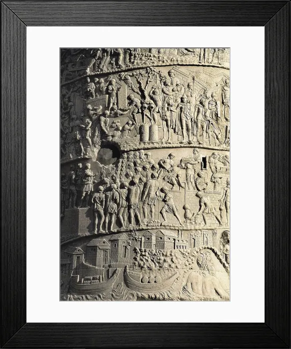 Framed Print : APOLLODORUS OF DAMASCUS (60-129). Column of Trajan. 110. ITALY. Rome. Forum of Trajan. Detail of the reliefs with scenes of the military campaigns of Trajan against the Dacians