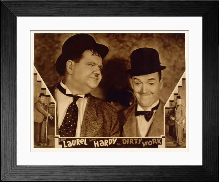 Framed Print : DIRTY WORK, US lobbycard, from left: Oliver Hardy, Stan Laurel, (aka Laurel & Hardy), 1933 Framed Print : DIRTY WORK, US lobbycard, from left: Oliver Hardy, Stan Laurel, (aka Laurel & Hardy), 1933