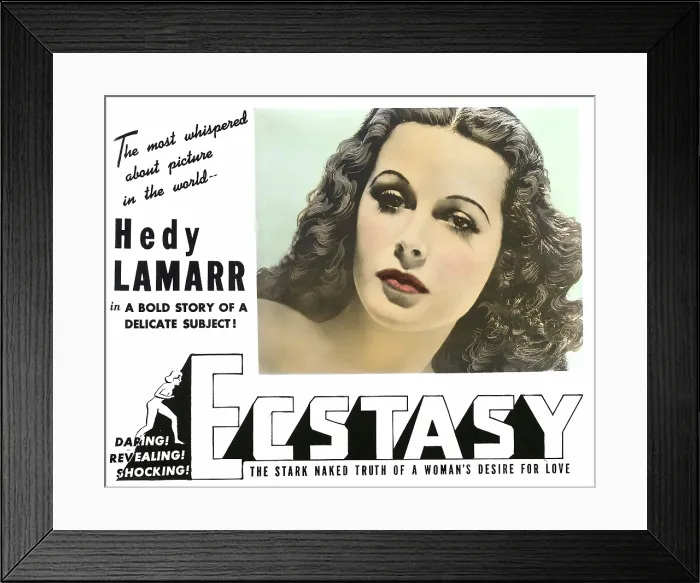 Framed Print : ECSTASY, (aka EXTASE), Hedy Lamarr, 1933 (1940s re-release poster)