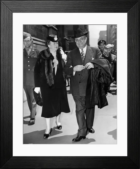Framed Print : Mr. and Mrs. Henry Kaiser in the 5th Avenue Easter Parade outside St. Thomas Church. New York City, April 25, 1943