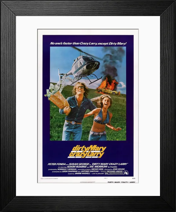 Framed Print : DIRTY MARY CRAZY LARRY, US poster art, from left: Peter Fonda, Susan George, 1974, TM and Copyright 20th Century Fox Film Corp. All rights reserved / Courtesy: Everett Collection