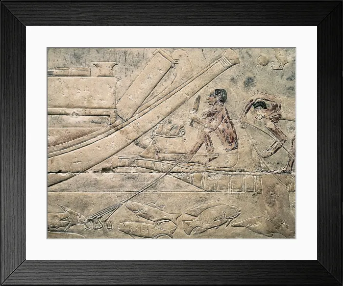 Framed Print : Mastaba of Princess Idut. 24th c. BC. EGYPT. Saqqara. Fishing scene with hook. Egyptian art. Old Kingdom. Relief. AISA / Everett Collection**US SALES ONLY**