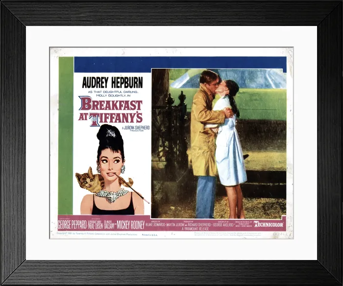 Framed Print : BREAKFAST AT TIFFANY'S, from left, George Peppard, Audrey Hepburn, 1961