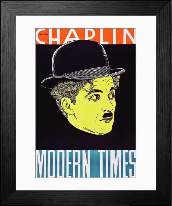 Framed Print : MODERN TIMES, US poster art, Charlie Chaplin, 1936 Framed Print : MODERN TIMES, US poster art, Charlie Chaplin, 1936