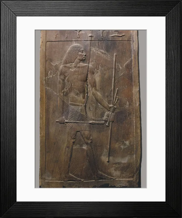 Framed Print : Tomb of Hesyre. 2649 BC. Panel with the representation of the deceased, chief of the scribes of the Pharaoh Djoser. Egyptian art. Old Kingdom. Relief. EGYPT. Cairo