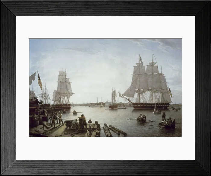 Framed Print : SALMON, Robert (1775-1845). Boston Harbour. Oil on canvas. UNITED STATES OF AMERICA. Annapolis. The U. S. Naval Academy Museum. AISA / Everett Collection**US SALES ONLY**
