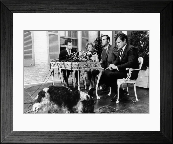 Framed Print : Kennedy family announces the Robert F. Kennedy Memorial Fellowship program. L-R: Julian Bond; B. J Framed Print : Kennedy family announces the Robert F. Kennedy Memorial Fellowship program. L-R: Julian Bond; B. J
