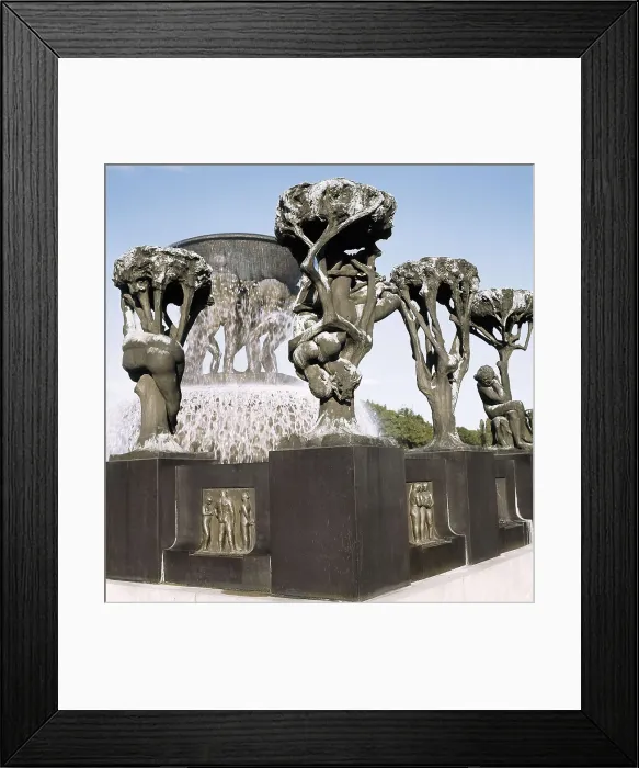 Framed Print : Vigeland, Gustav (1869-1943). The Fountain. 1906-1914. NORWAY. Oslo. Vigeland Park. Fountain surrounded with scultures of trees. Sculpture Framed Print : Vigeland, Gustav (1869-1943). The Fountain. 1906-1914. NORWAY. Oslo. Vigeland Park. Fountain surrounded with scultures of trees. Sculpture