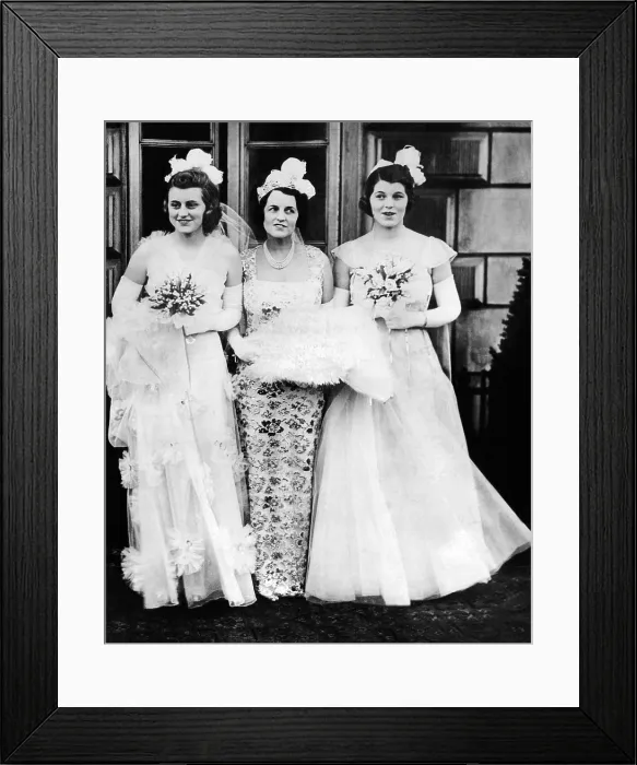 Framed Print : Kathleen, Rose, and Rosemary Kennedy, in formal gowns and with bouquets for their presentation at Buckingham Palace. May 11, 1938. (CSU_ALPHA_1045) CSU Archives / Everett Collection