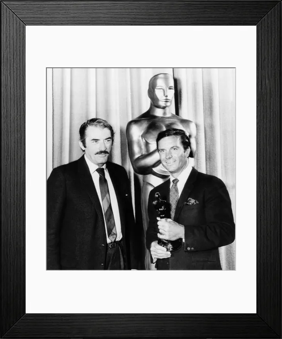 Framed Print : Cliff Robertson (right) receives a belated Best Actor Oscar for his film Charley Framed Print : Cliff Robertson (right) receives a belated Best Actor Oscar for his film Charley