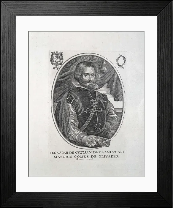 Framed Print : OLIVARES, Gaspar de Guzmn, conde-duque de (1587-1645). Engraving. SPAIN. Madrid. National Library. AISA / Everett Collection**US SALES ONLY** Framed Print : OLIVARES, Gaspar de Guzmn, conde-duque de (1587-1645). Engraving. SPAIN. Madrid. National Library. AISA / Everett Collection**US SALES ONLY**