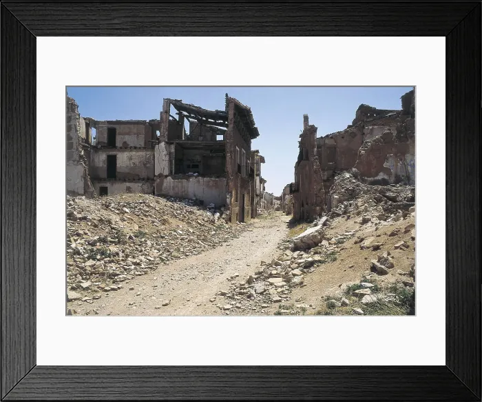 Framed Print : SPAIN. Belchite. Spanish Civil War (1936-1939). Ruins of the city of Belchite, where the battle of Belchite took place (24th August-5th September, 1936)