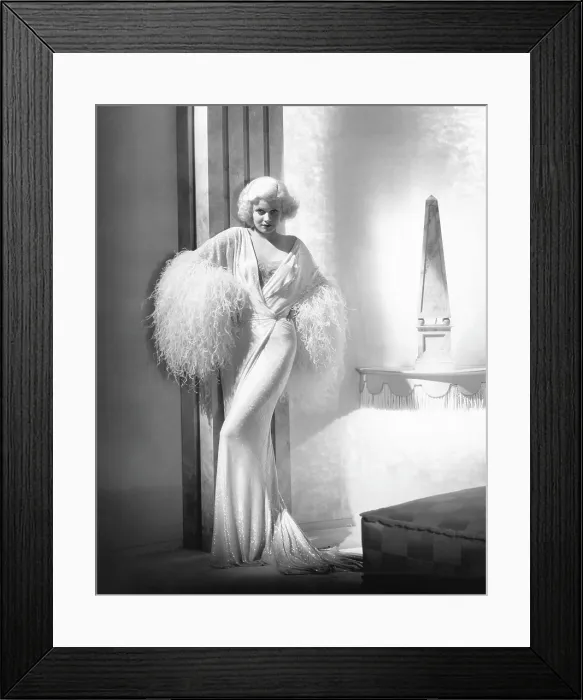 Framed Print : DINNER AT EIGHT, Jean Harlow, in a negligee by Adrian, 1933